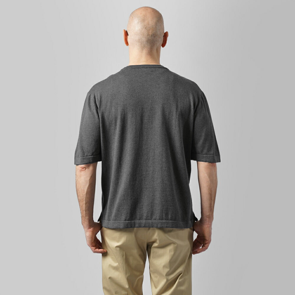 バフィー BAFY ニットTシャツ リラックスフィット 11522   ネイビー グレー ダークグレー 25SS メンズ 夏 半袖 ニット  シャツ サマーニット 薄手 イタリア Tシャツ 25春夏 大人 コットン 綿 無地 ブランド 春 黒 白 紺 トップス 半袖ニット