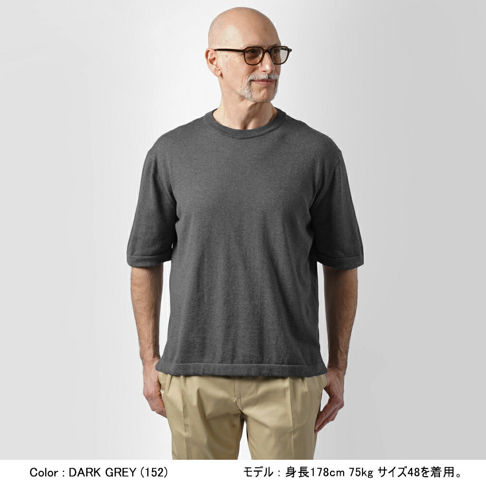 バフィー BAFY ニットTシャツ リラックスフィット 11522   ネイビー グレー ダークグレー 25SS メンズ 夏 半袖 ニット  シャツ サマーニット 薄手 イタリア Tシャツ 25春夏 大人 コットン 綿 無地 ブランド 春 黒 白 紺 トップス 半袖ニット