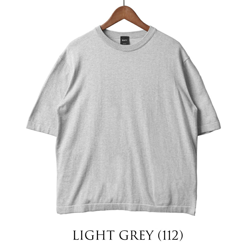 バフィー BAFY ニットTシャツ リラックスフィット 11522   ネイビー グレー ダークグレー 25SS メンズ 夏 半袖 ニット  シャツ サマーニット 薄手 イタリア Tシャツ 25春夏 大人 コットン 綿 無地 ブランド 春 黒 白 紺 トップス 半袖ニット