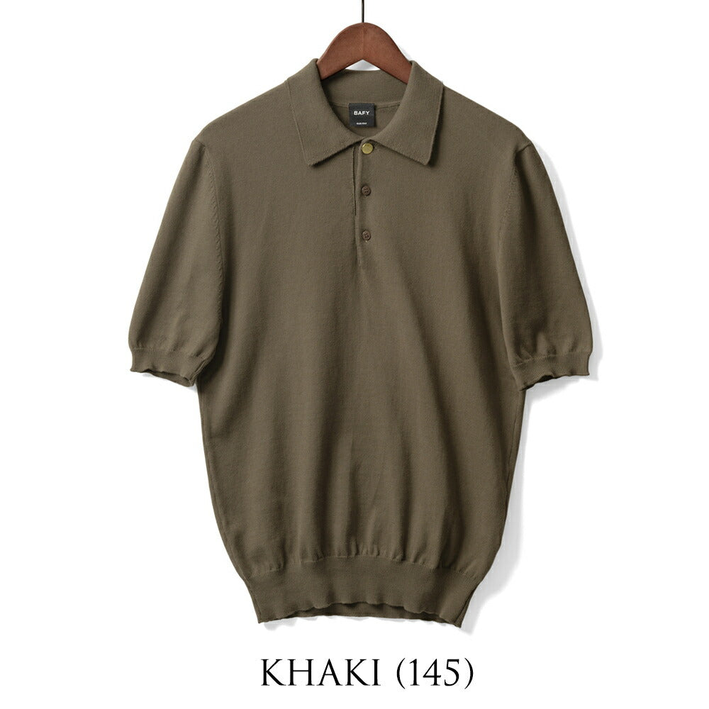 バフィー BAFY ニット ポロシャツ 1604TBM 金ボタン 銀ボタン ブルー ブラック ネイビー オフホワイト グレー カーキ ベージュ 25SS メンズ 夏 半袖 ニット ニットポロ サマーニット 薄手 イタリア Tシャツ 25春夏 大人 コットン 綿 無地 ブランド 春 黒 白 紺 トップス