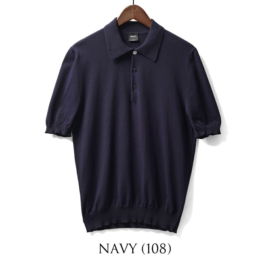 バフィー BAFY ニット ポロシャツ 1604TBM 金ボタン 銀ボタン ブルー ブラック ネイビー オフホワイト グレー カーキ ベージュ 25SS メンズ 夏 半袖 ニット ニットポロ サマーニット 薄手 イタリア Tシャツ 25春夏 大人 コットン 綿 無地 ブランド 春 黒 白 紺 トップス