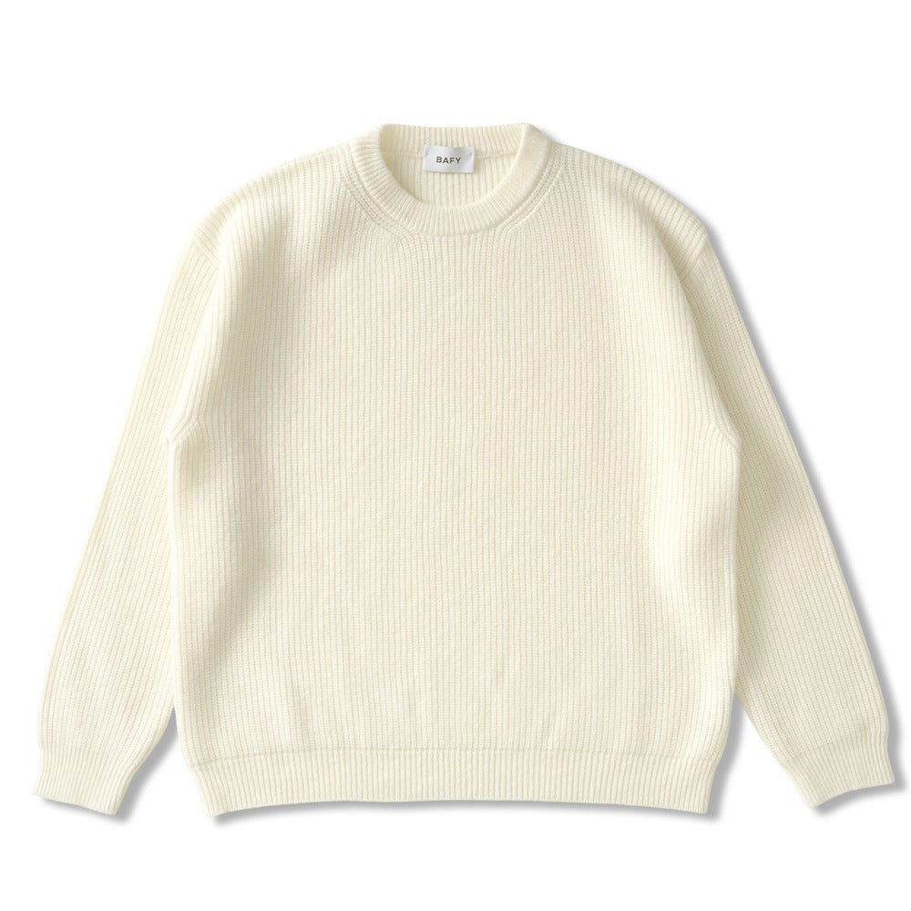 バフィー BAFY 31087 クルーネックニット ウール メンズ ミドルゲージニット リラックスフィット オーバーサイズ メリノウール ウール100% セーター ミドルゲージ 長袖 ニット ブランド イタリア  ブラック  ネイビー グレー オフホワイト 秋 冬