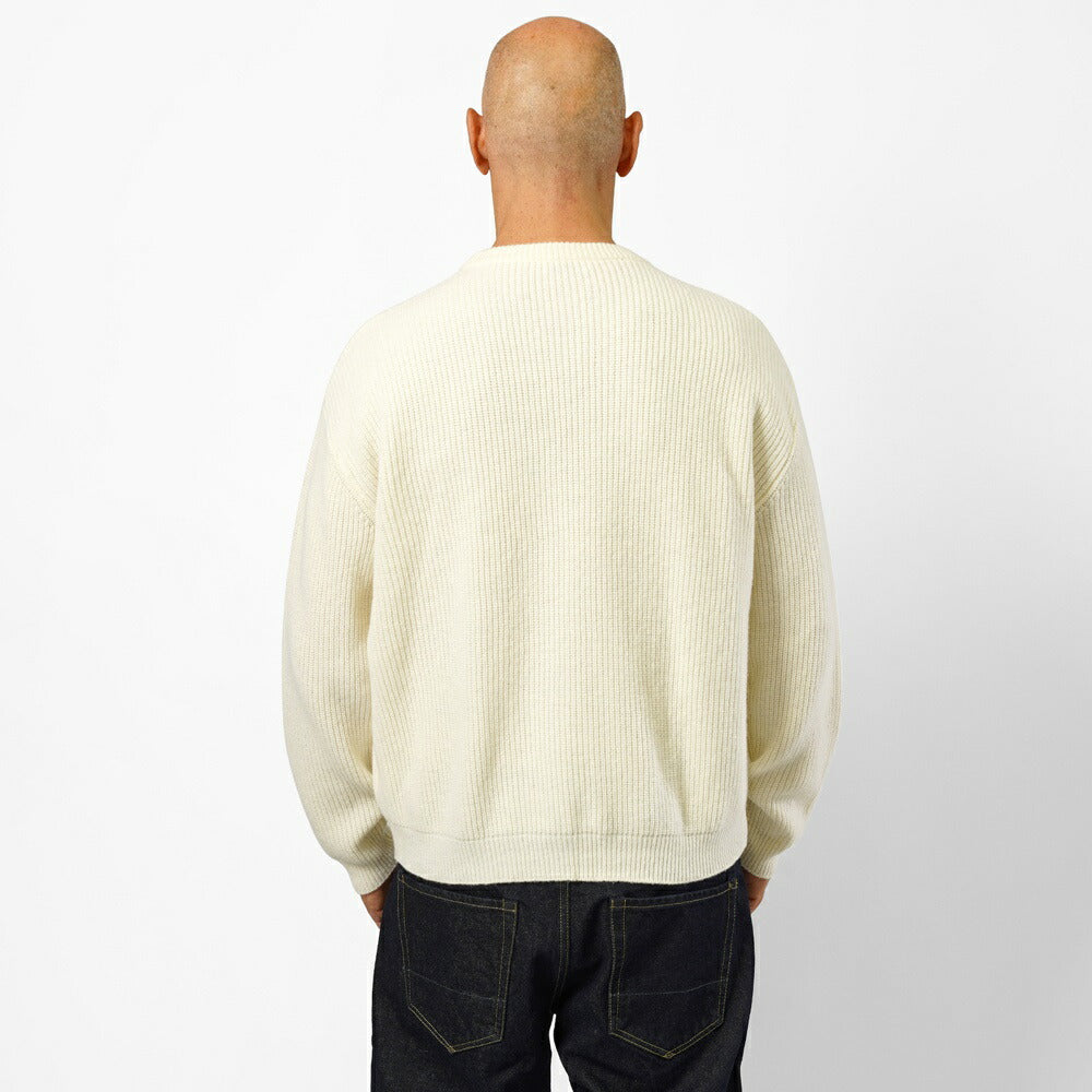 バフィー BAFY 31087 クルーネックニット ウール メンズ ミドルゲージニット リラックスフィット オーバーサイズ メリノウール ウール100% セーター ミドルゲージ 長袖 ニット ブランド イタリア  ブラック  ネイビー グレー オフホワイト 秋 冬