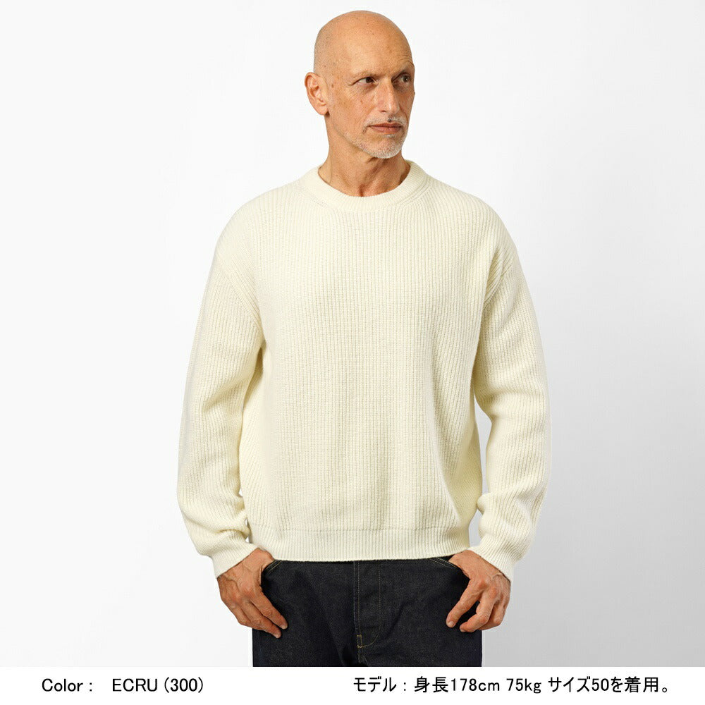 バフィー BAFY 31087 クルーネックニット ウール メンズ ミドルゲージニット リラックスフィット オーバーサイズ メリノウール ウール100% セーター ミドルゲージ 長袖 ニット ブランド イタリア  ブラック  ネイビー グレー オフホワイト 秋 冬