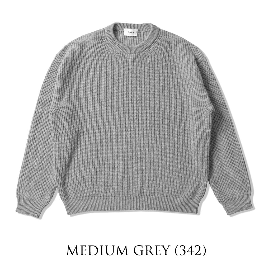 バフィー BAFY 31087 クルーネックニット ウール メンズ ミドルゲージニット リラックスフィット オーバーサイズ メリノウール ウール100% セーター ミドルゲージ 長袖 ニット ブランド イタリア  ブラック  ネイビー グレー オフホワイト 秋 冬