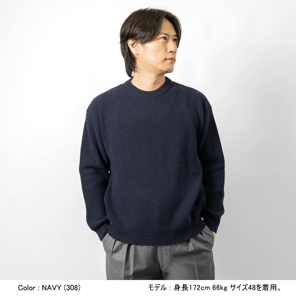 バフィー BAFY 31087 クルーネックニット ウール メンズ ミドルゲージニット リラックスフィット オーバーサイズ メリノウール ウール100% セーター ミドルゲージ 長袖 ニット ブランド イタリア  ブラック  ネイビー グレー オフホワイト 秋 冬