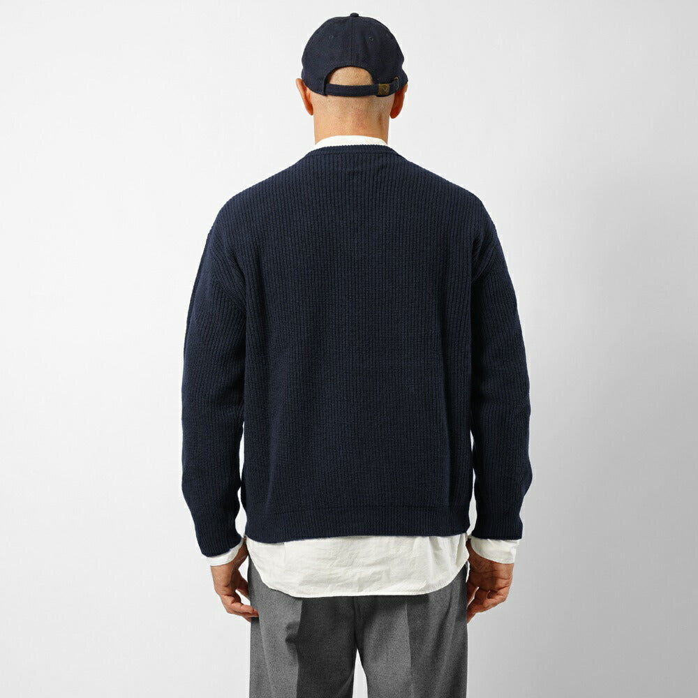 バフィー BAFY 32087 Vネックニット ウール メンズ ミドルゲージニット メリノウール ウール100% リラックスフィット オーバーサイズ セーター ミドルゲージ 長袖 ニット ブランド イタリア  ブラック  ネイビー エメラルドグリーン 秋 冬 2025