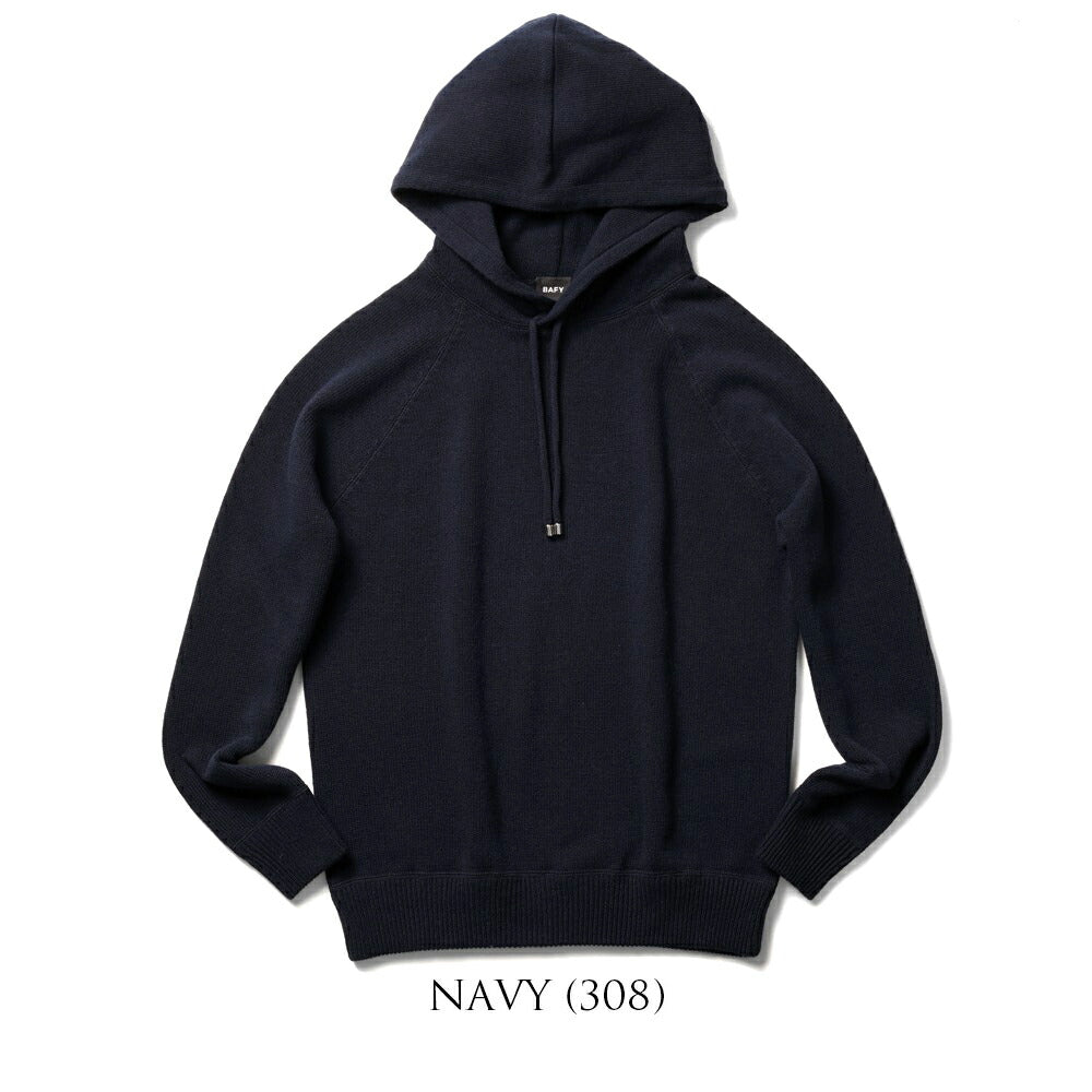 バフィー BAFY 3397STSI ニットフーディ 5G ミドルゲージニット パーカー メンズ ニット トップス ウール メンズニット カジュアル ニット フーディ フード フード付 ブランド イタリア シンプル ブラック ネイビー オフホワイト グレー ベージュ
