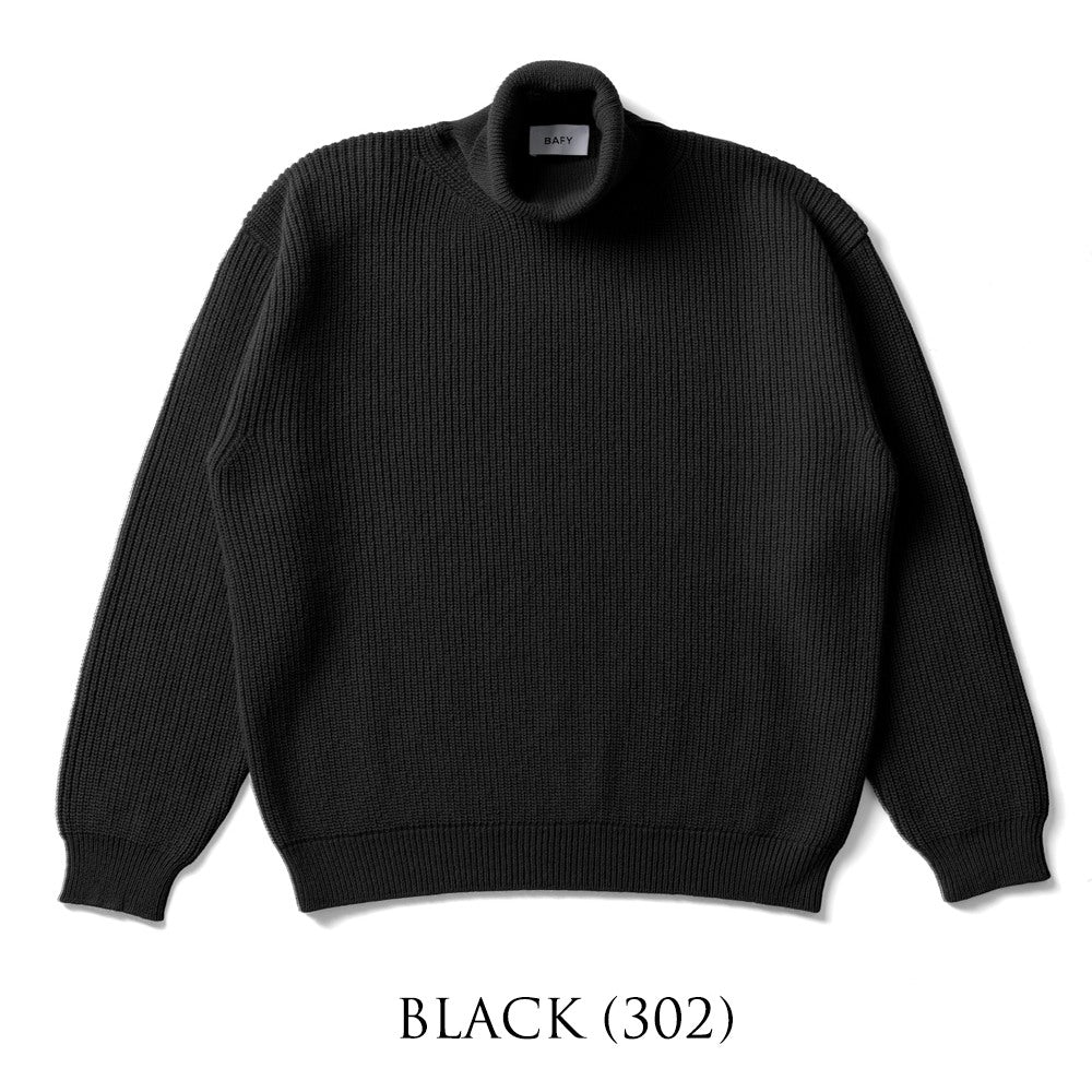 バフィー BAFY 35087 ハイネックニット ウール メンズ ミドルゲージニット リラックスフィット オーバーサイズ メリノウール ウール100% セーター ミドルゲージ 長袖 ニット ブランド イタリア  ブラック  ネイビー グリーン オフホワイト 秋 冬