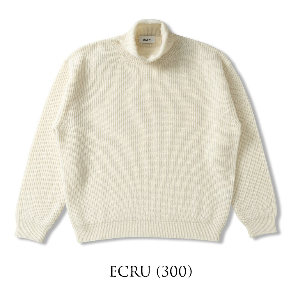 バフィー BAFY 35087 ハイネックニット ウール メンズ ミドルゲージニット リラックスフィット オーバーサイズ メリノウール ウール100% セーター ミドルゲージ 長袖 ニット ブランド イタリア  ブラック  ネイビー グリーン オフホワイト 秋 冬