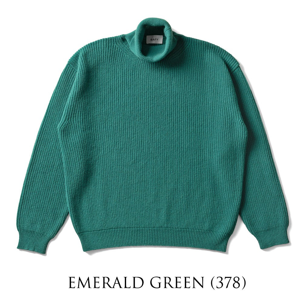 バフィー BAFY 35087 ハイネックニット ウール メンズ ミドルゲージニット リラックスフィット オーバーサイズ メリノウール ウール100% セーター ミドルゲージ 長袖 ニット ブランド イタリア  ブラック  ネイビー グリーン オフホワイト 秋 冬
