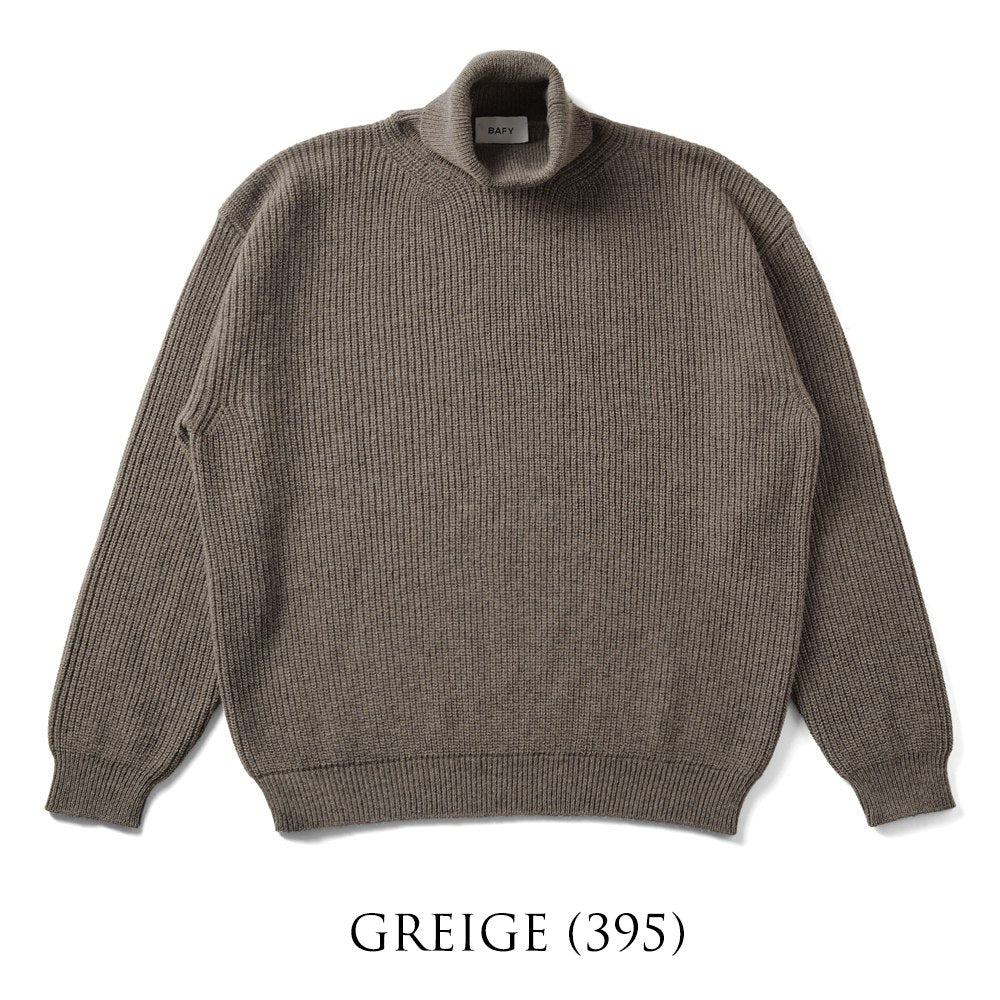 バフィー BAFY 35087 ハイネックニット ウール メンズ ミドルゲージニット リラックスフィット オーバーサイズ メリノウール ウール100% セーター ミドルゲージ 長袖 ニット ブランド イタリア  ブラック  ネイビー グリーン オフホワイト 秋 冬