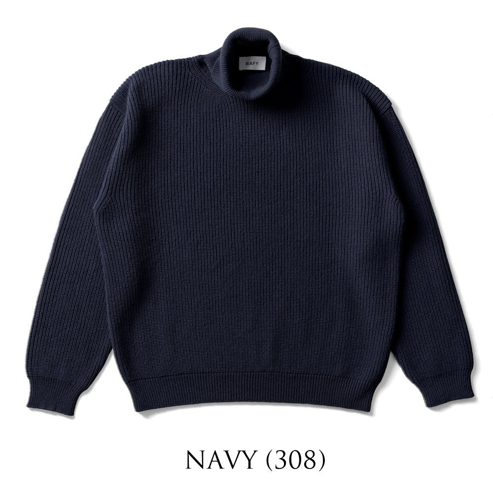 バフィー BAFY 35087 ハイネックニット ウール メンズ ミドルゲージニット リラックスフィット オーバーサイズ メリノウール ウール100% セーター ミドルゲージ 長袖 ニット ブランド イタリア  ブラック  ネイビー グリーン オフホワイト 秋 冬