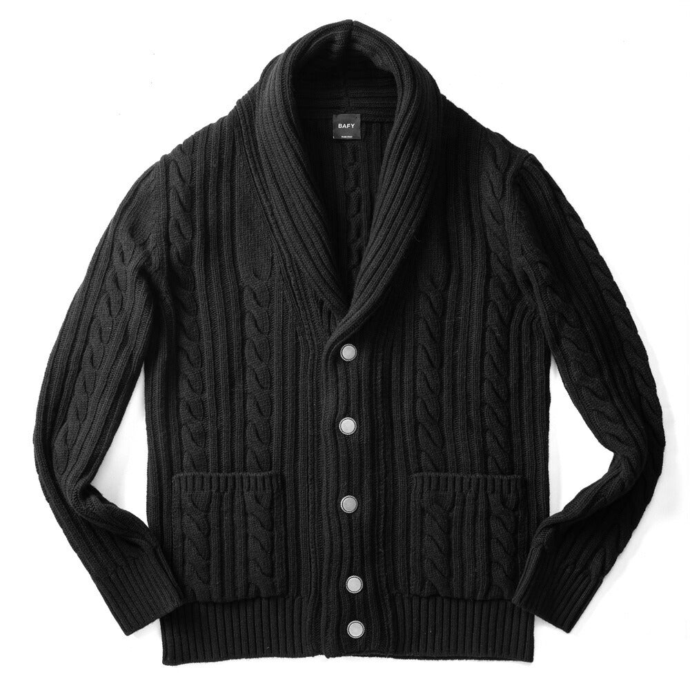 【返品不可】バフィー BAFY ニット ショールカラー カーディガン 3712 ウール ショールカラーカーディガン メンズ ニットカーディガン 襟付き 厚手 ジャケット ミドルゲージ super100's セーター ブランド イタリア ネイビー ブルー ブラック グレー オフホワイト
