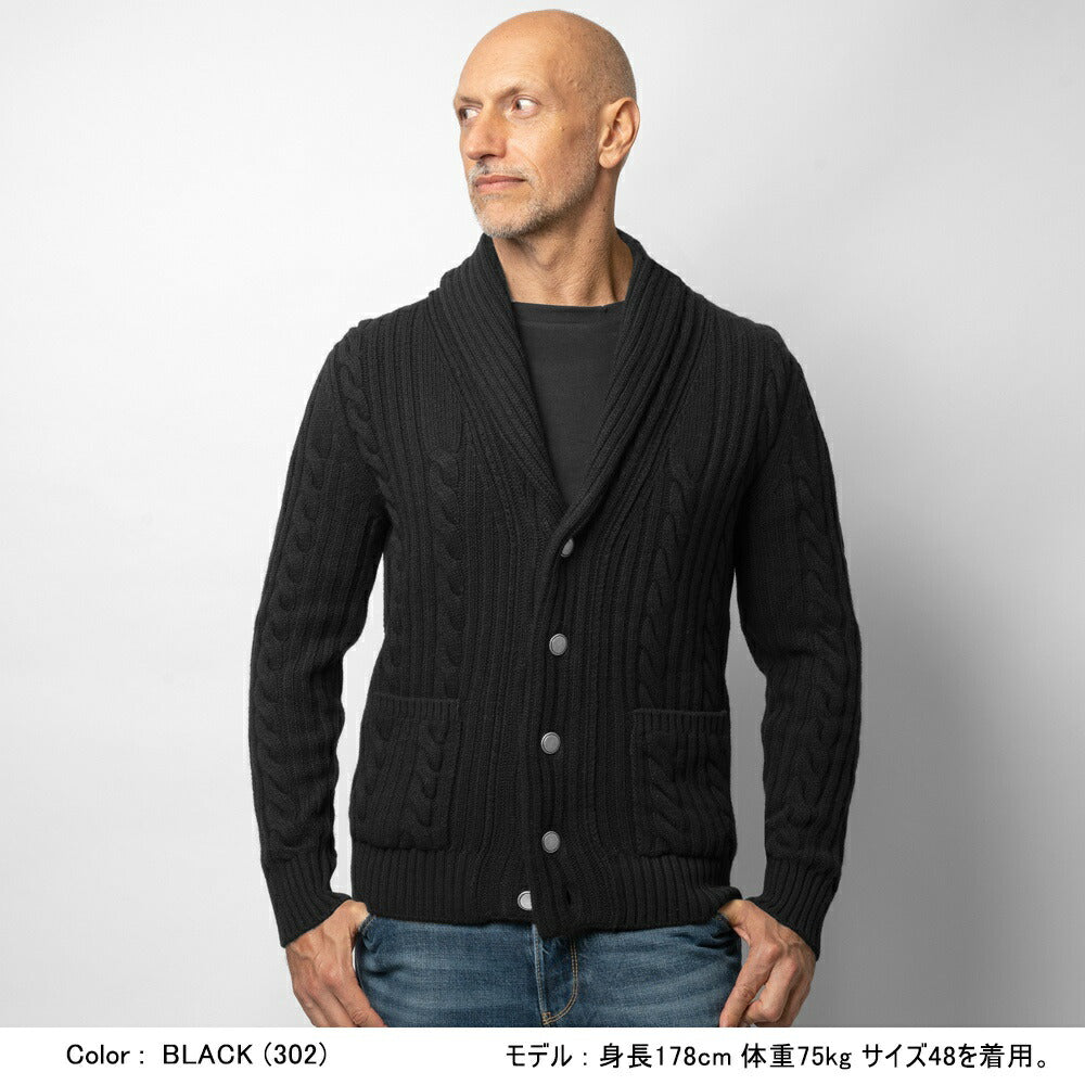 【返品不可】バフィー BAFY ニット ショールカラー カーディガン 3712 ウール ショールカラーカーディガン メンズ ニットカーディガン 襟付き 厚手 ジャケット ミドルゲージ super100's セーター ブランド イタリア ネイビー ブルー ブラック グレー オフホワイト