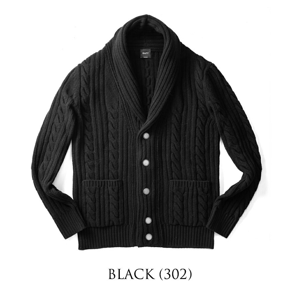 【返品不可】バフィー BAFY ニット ショールカラー カーディガン 3712 ウール ショールカラーカーディガン メンズ ニットカーディガン 襟付き 厚手 ジャケット ミドルゲージ super100's セーター ブランド イタリア ネイビー ブルー ブラック グレー オフホワイト