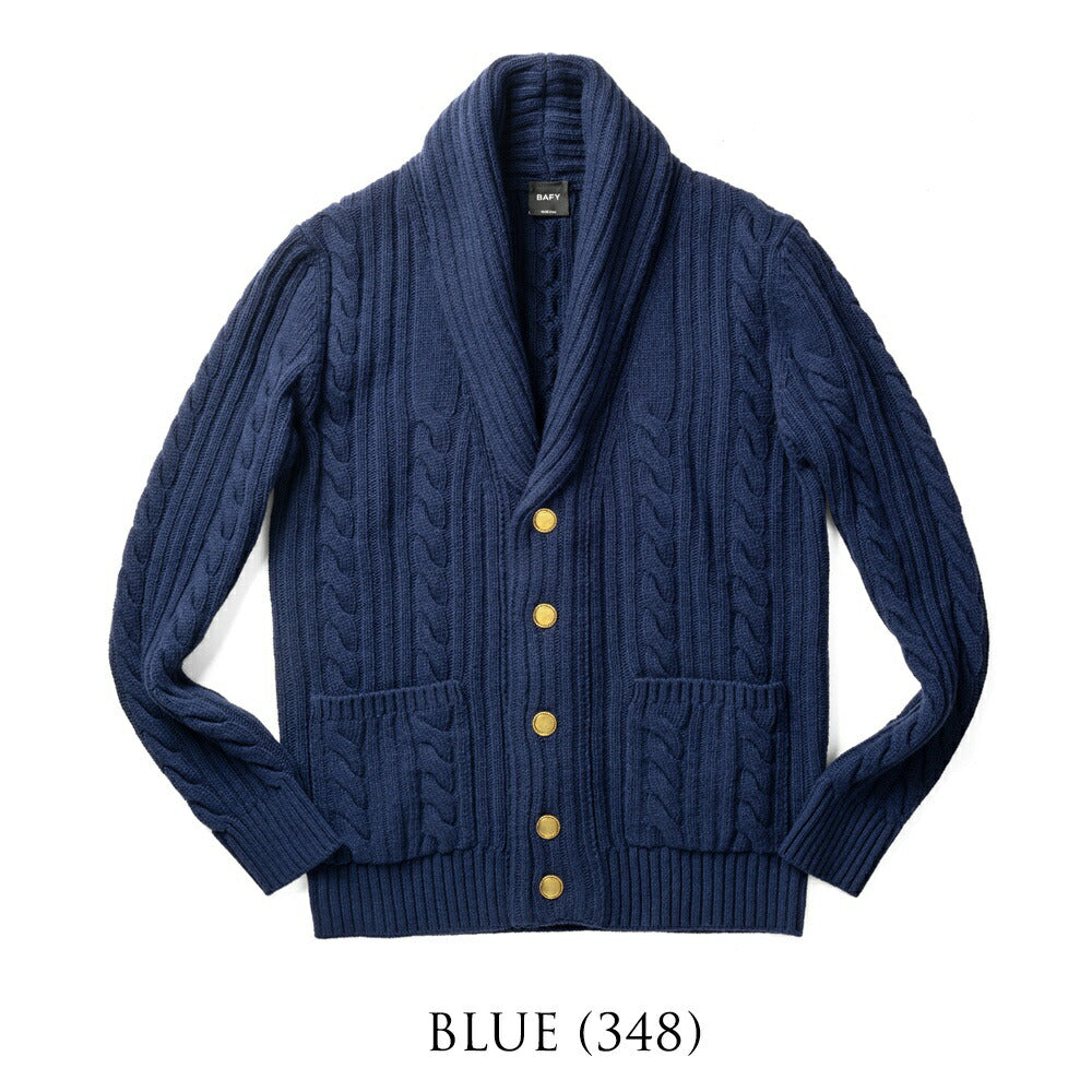 【返品不可】バフィー BAFY ニット ショールカラー カーディガン 3712 ウール ショールカラーカーディガン メンズ ニットカーディガン 襟付き 厚手 ジャケット ミドルゲージ super100's セーター ブランド イタリア ネイビー ブルー ブラック グレー オフホワイト