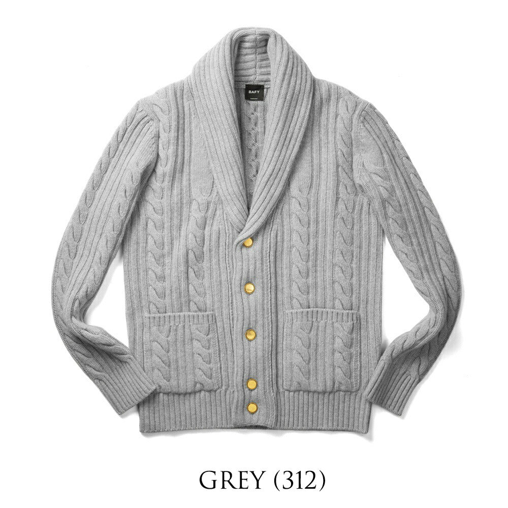 【返品不可】バフィー BAFY ニット ショールカラー カーディガン 3712 ウール ショールカラーカーディガン メンズ ニットカーディガン 襟付き 厚手 ジャケット ミドルゲージ super100's セーター ブランド イタリア ネイビー ブルー ブラック グレー オフホワイト