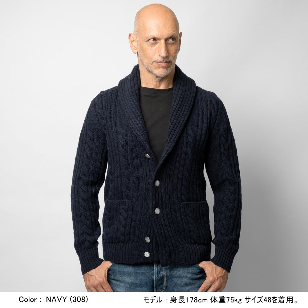 【返品不可】バフィー BAFY ニット ショールカラー カーディガン 3712 ウール ショールカラーカーディガン メンズ ニットカーディガン 襟付き 厚手 ジャケット ミドルゲージ super100's セーター ブランド イタリア ネイビー ブルー ブラック グレー オフホワイト