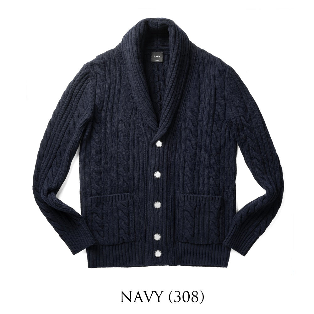 【返品不可】バフィー BAFY ニット ショールカラー カーディガン 3712 ウール ショールカラーカーディガン メンズ ニットカーディガン 襟付き 厚手 ジャケット ミドルゲージ super100's セーター ブランド イタリア ネイビー ブルー ブラック グレー オフホワイト