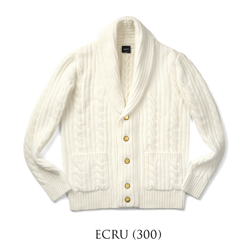 【返品不可】バフィー BAFY ニット ショールカラー カーディガン 3712 ウール ショールカラーカーディガン メンズ ニットカーディガン 襟付き 厚手 ジャケット ミドルゲージ super100's セーター ブランド イタリア ネイビー ブルー ブラック グレー オフホワイト
