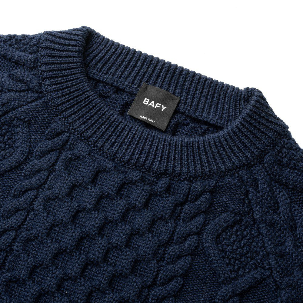 バフィー BAFY  ニット フィッシャーマンズニット メンズ 4175 ミドルゲージ クルーネック ケーブル編み イタリア  秋冬 長袖 セーター ブランド フィッシャーマン