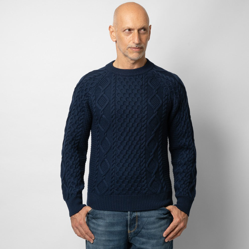 バフィー BAFY  ニット フィッシャーマンズニット メンズ 4175 ミドルゲージ クルーネック ケーブル編み イタリア  秋冬 長袖 セーター ブランド フィッシャーマン