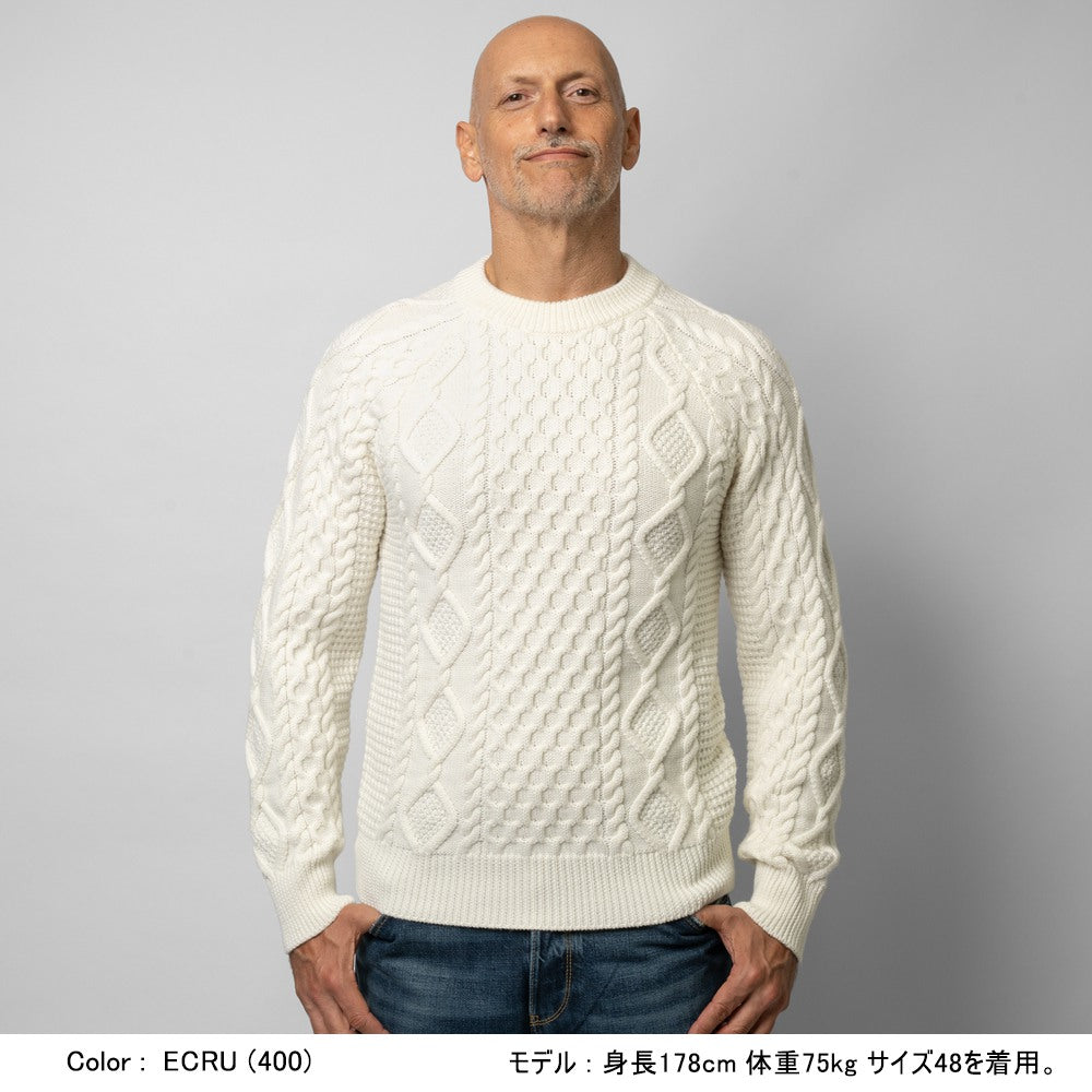 バフィー BAFY  ニット フィッシャーマンズニット メンズ 4175 ミドルゲージ クルーネック ケーブル編み イタリア  秋冬 長袖 セーター ブランド フィッシャーマン