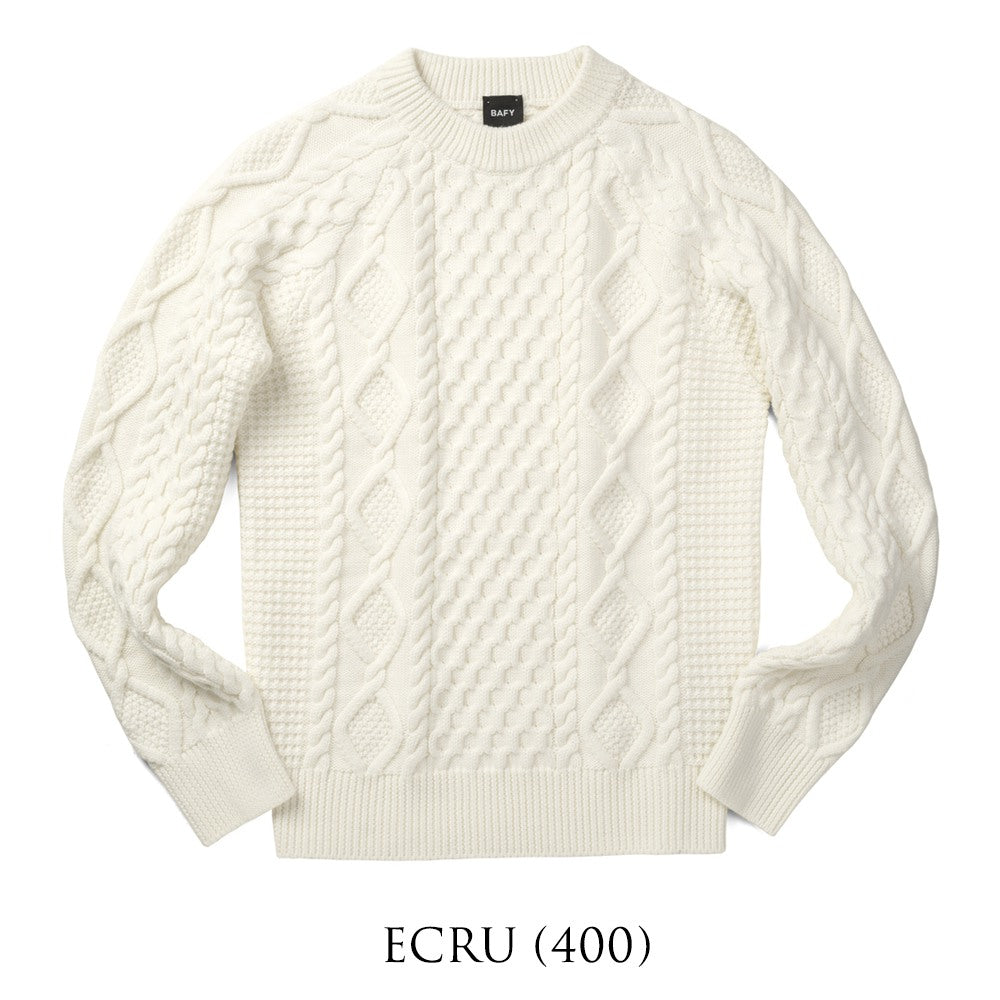 バフィー BAFY  ニット フィッシャーマンズニット メンズ 4175 ミドルゲージ クルーネック ケーブル編み イタリア  秋冬 長袖 セーター ブランド フィッシャーマン