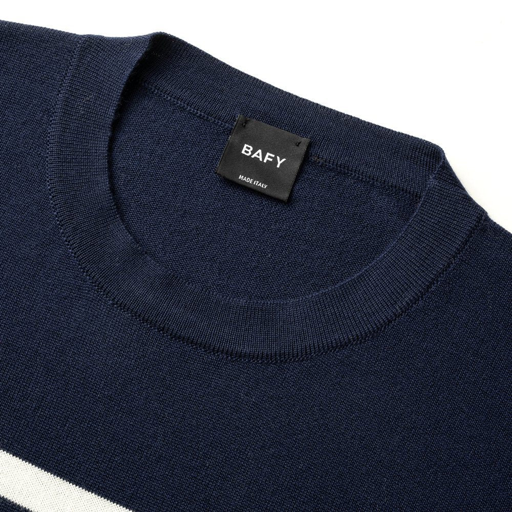 【返品不可】バフィー BAFY ボーダー ニット 4197 長袖 クルーネック リラックスフィット ハイゲージ ネイビー グレー 秋冬 イタリア メンズ セーター ブランド オーバーサイズ