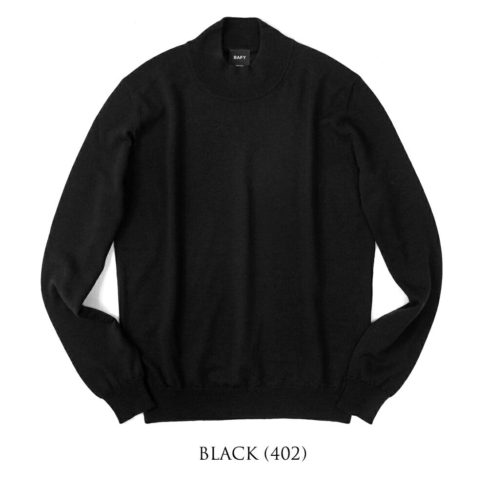 バフィー BAFY 4301 ハイネック モックネック ニット 10G ハイゲージ ブラック ネイビー ホワイト ブルー イタリア メンズ 長袖 セーター ブランド 薄手 ウール100%  秋 冬 モックネックニット ハイネックニット シンプル