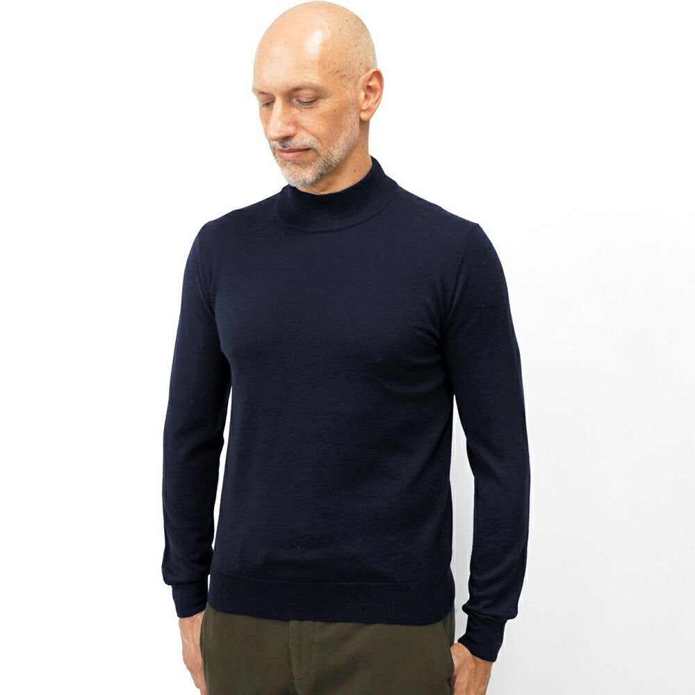 バフィー BAFY 4301 ハイネック モックネック ニット 10G ハイゲージ ブラック ネイビー ホワイト ブルー イタリア メンズ 長袖 セーター ブランド 薄手 ウール100%  秋 冬 モックネックニット ハイネックニット シンプル