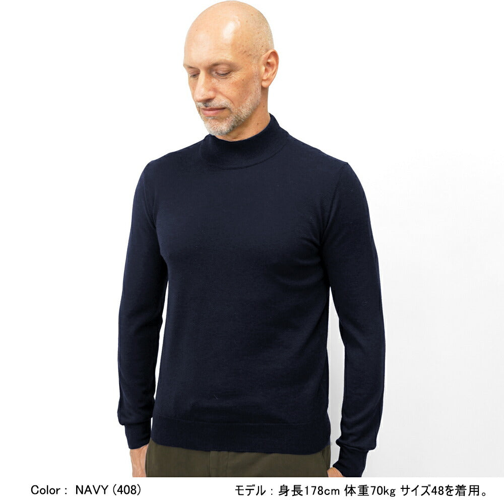バフィー BAFY 4301 ハイネック モックネック ニット 10G ハイゲージ ブラック ネイビー ホワイト ブルー イタリア メンズ 長袖 セーター ブランド 薄手 ウール100%  秋 冬 モックネックニット ハイネックニット シンプル