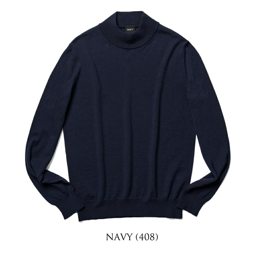 バフィー BAFY 4301 ハイネック モックネック ニット 10G ハイゲージ ブラック ネイビー ホワイト ブルー イタリア メンズ 長袖 セーター ブランド 薄手 ウール100%  秋 冬 モックネックニット ハイネックニット シンプル