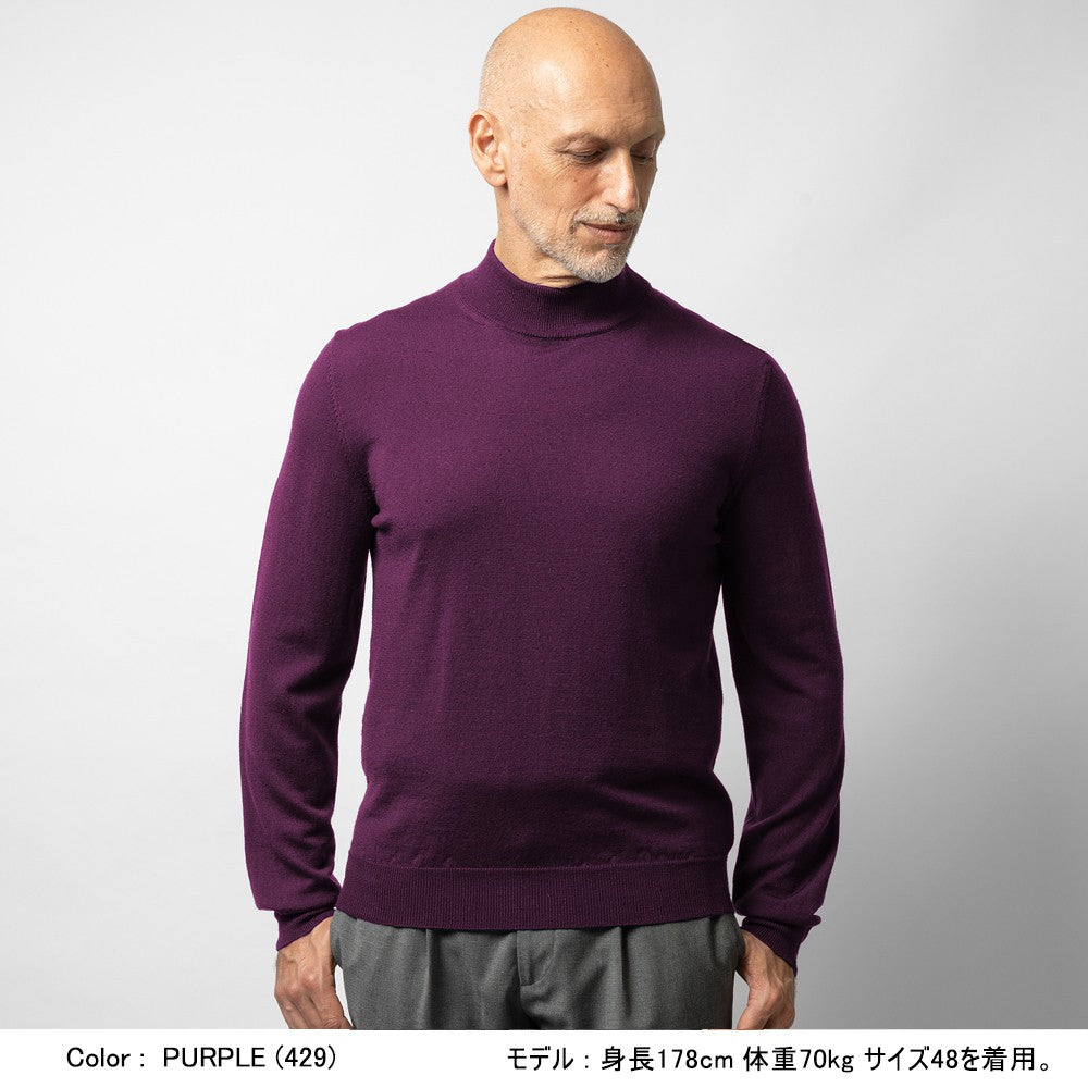 バフィー BAFY 4301 ハイネック モックネック ニット 10G ハイゲージ ブラック ネイビー ホワイト ブルー イタリア メンズ 長袖 セーター ブランド 薄手 ウール100%  秋 冬 モックネックニット ハイネックニット シンプル