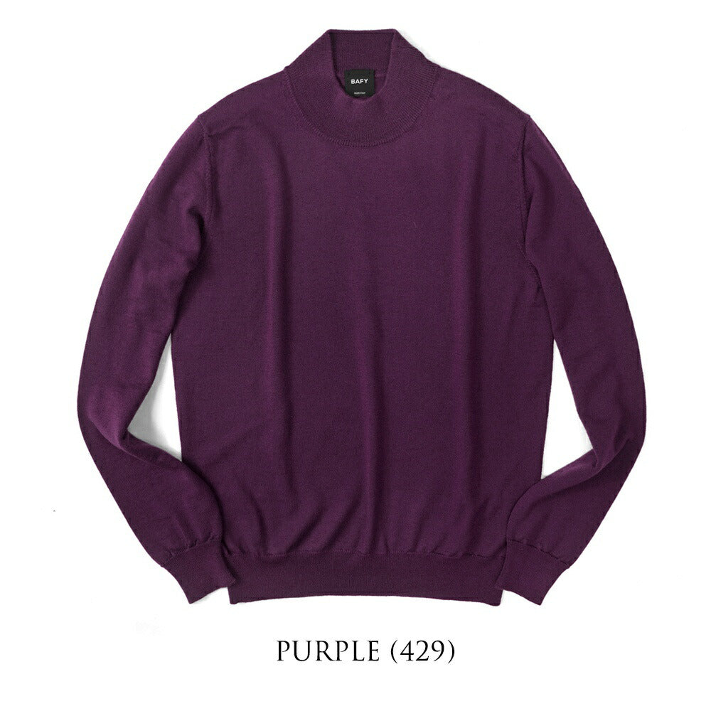 バフィー BAFY 4301 ハイネック モックネック ニット 10G ハイゲージ ブラック ネイビー ホワイト ブルー イタリア メンズ 長袖 セーター ブランド 薄手 ウール100%  秋 冬 モックネックニット ハイネックニット シンプル