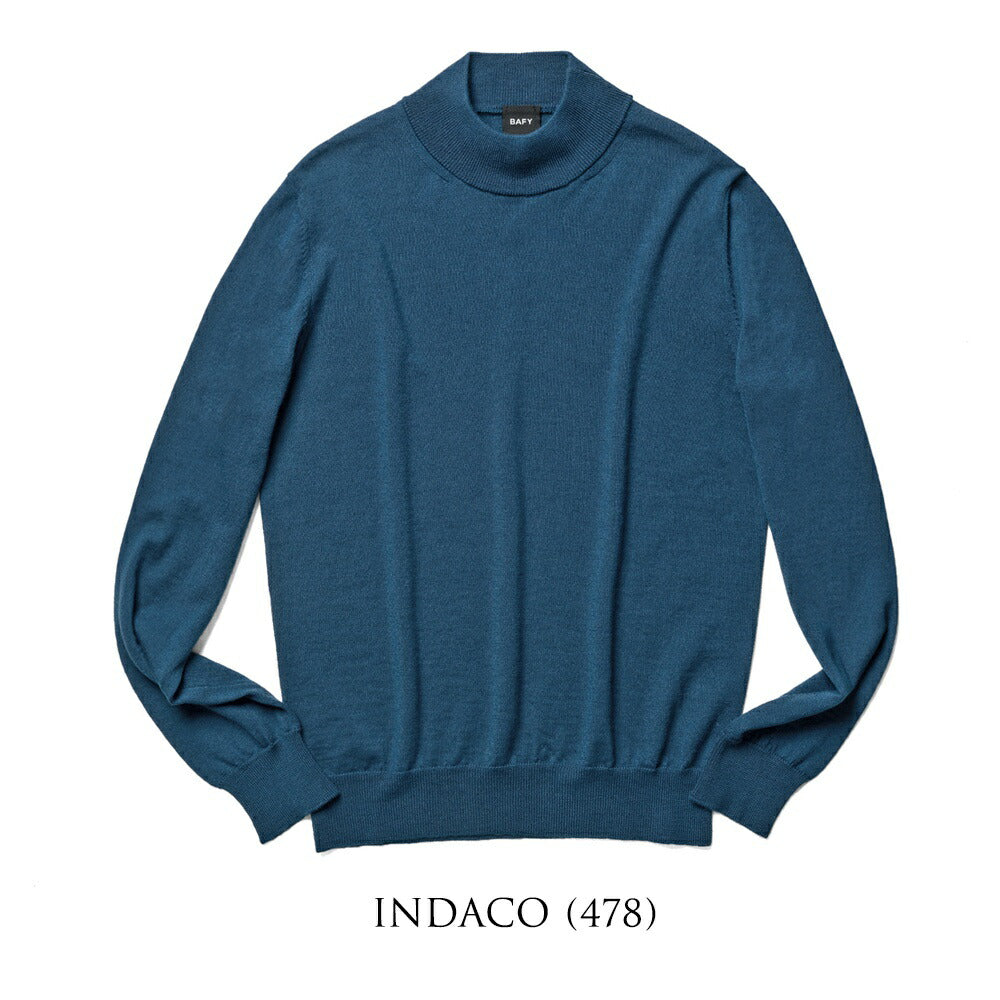 バフィー BAFY 4301 ハイネック モックネック ニット 10G ハイゲージ ブラック ネイビー ホワイト ブルー イタリア メンズ 長袖 セーター ブランド 薄手 ウール100%  秋 冬 モックネックニット ハイネックニット シンプル