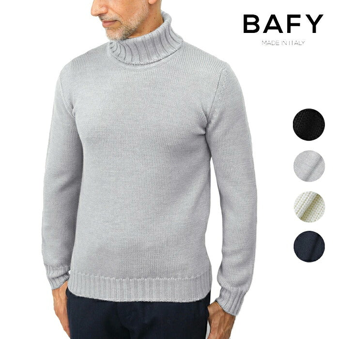 バフィー BAFY 4502 タートルネック ニット 5G ミドルゲージ タートルネックニット タートルネック メンズ イタリア 長袖 タートル ウール100% セーター ブランド ブラック オフホワイト グレー ネイビー メンズタートルネックセーター 秋 冬