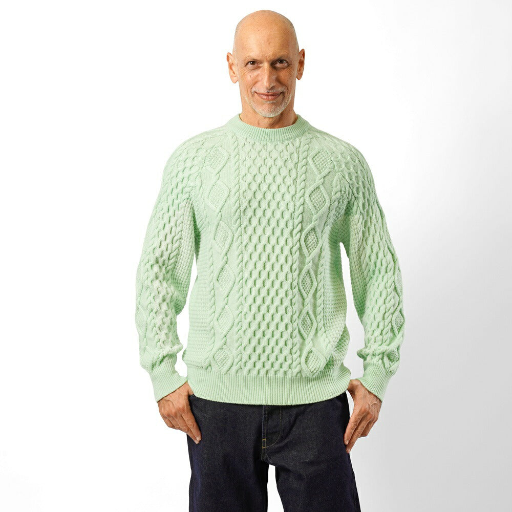 バフィー BAFY 71700 フィッシャーマンニット ウール メンズ ニット ミドルゲージニット レギュラーフィット メリノウール ウール100% セーター ミドルゲージ 長袖 ブランド イタリア ライトグリーン ネイビー グレー 秋 冬