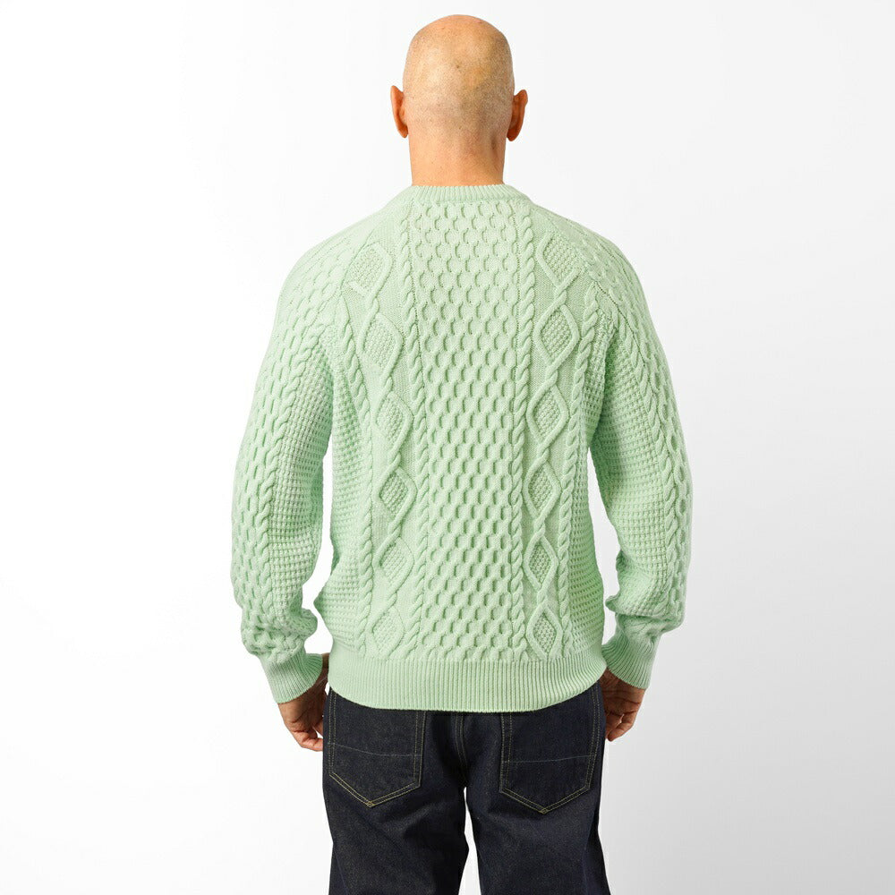 バフィー BAFY 71700 フィッシャーマンニット ウール メンズ ニット ミドルゲージニット レギュラーフィット メリノウール ウール100% セーター ミドルゲージ 長袖 ブランド イタリア ライトグリーン ネイビー グレー 秋 冬