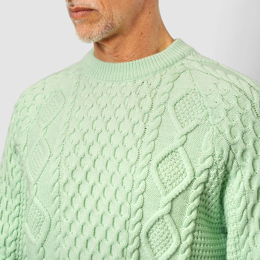 バフィー BAFY 71700 フィッシャーマンニット ウール メンズ ニット ミドルゲージニット レギュラーフィット メリノウール ウール100% セーター ミドルゲージ 長袖 ブランド イタリア ライトグリーン ネイビー グレー 秋 冬