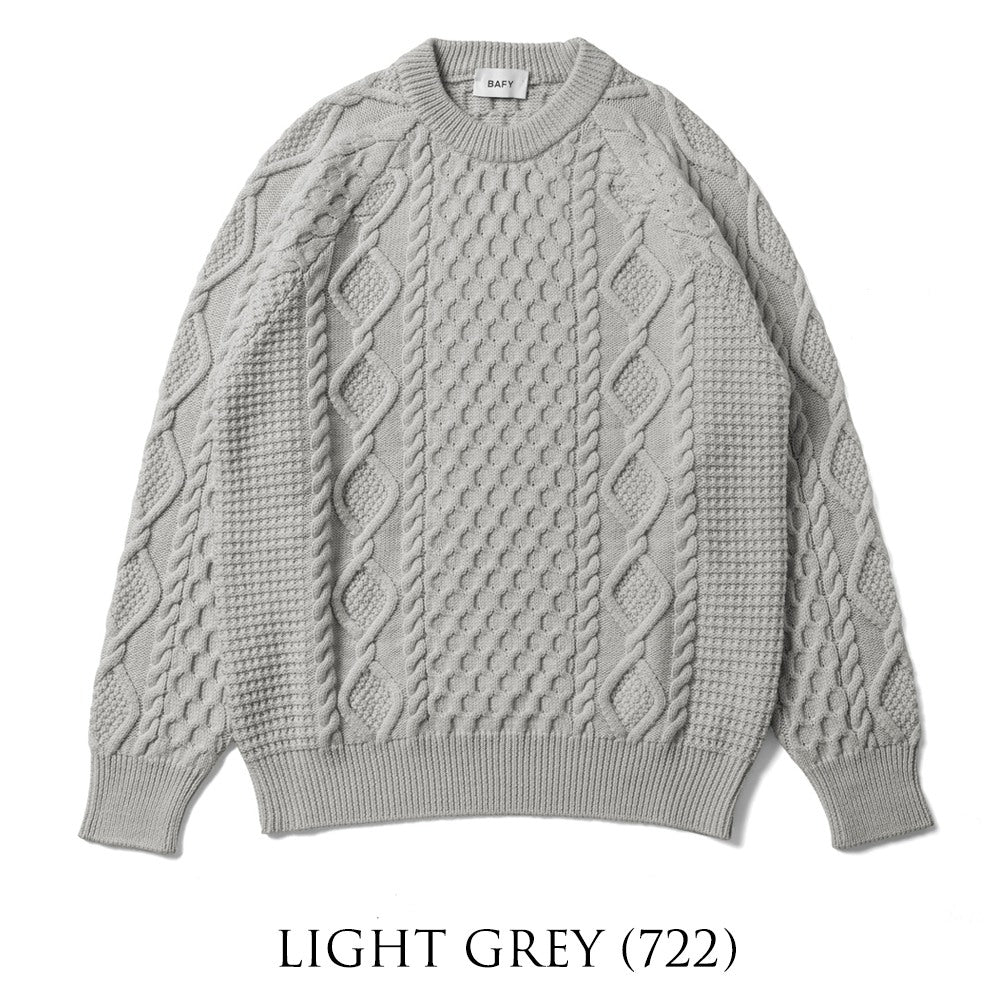 バフィー BAFY 71700 フィッシャーマンニット ウール メンズ ニット ミドルゲージニット レギュラーフィット メリノウール ウール100% セーター ミドルゲージ 長袖 ブランド イタリア ライトグリーン ネイビー グレー 秋 冬