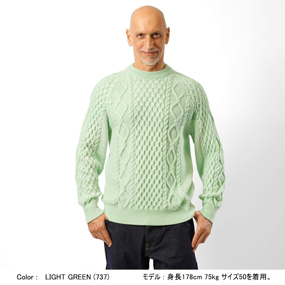 バフィー BAFY 71700 フィッシャーマンニット ウール メンズ ニット ミドルゲージニット レギュラーフィット メリノウール ウール100% セーター ミドルゲージ 長袖 ブランド イタリア ライトグリーン ネイビー グレー 秋 冬