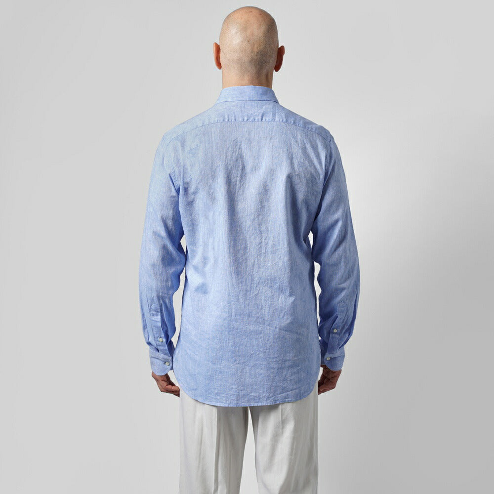 ギローバー GUY ROVER リネンシャツ 長袖 3850C2340L 551301 レギュラーフィット コットン ホワイト ブラック グレー ブルー リネン 麻 シャツ イタリア メンズ 長袖 ドレス カジュアル 夏 無地