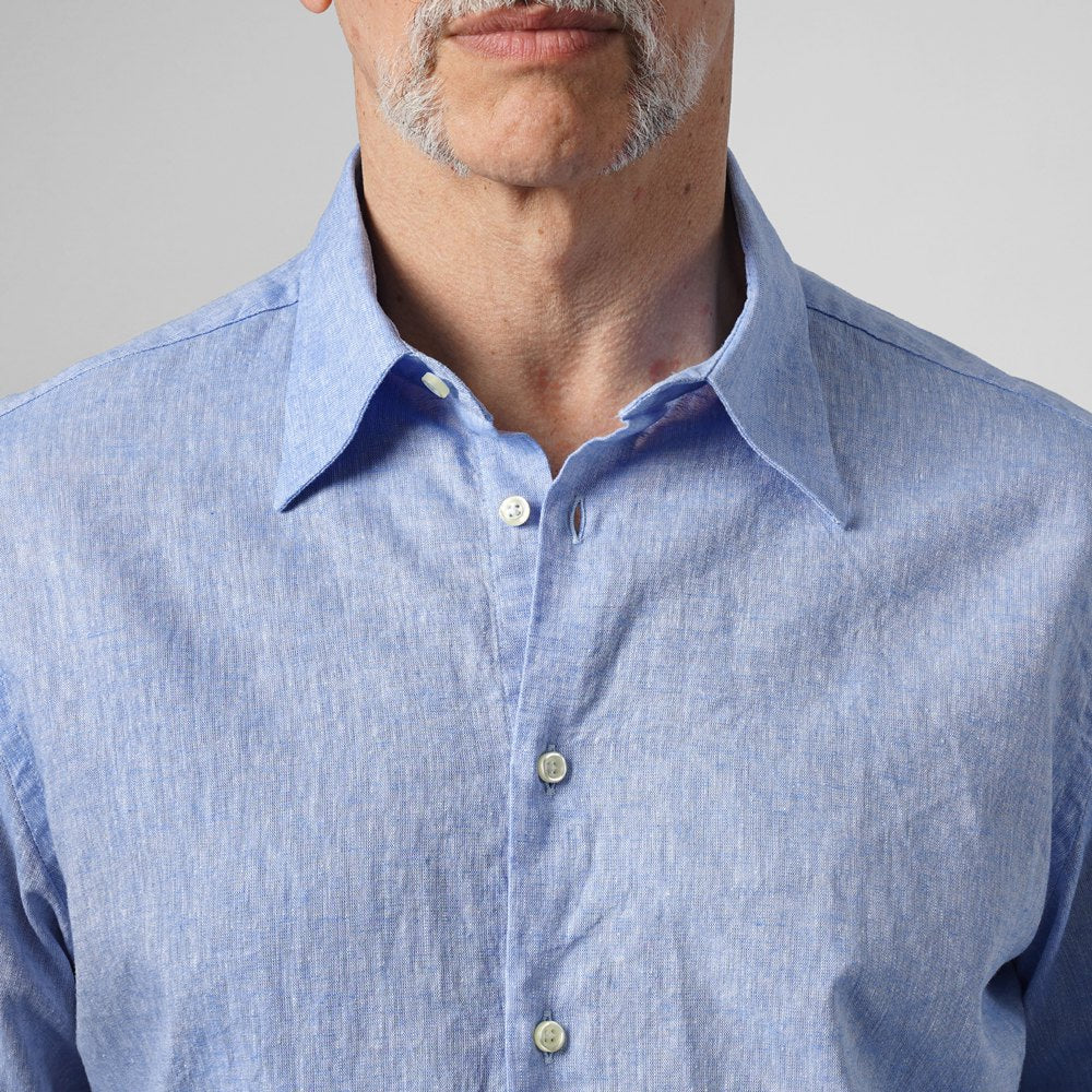 ギローバー GUY ROVER リネンシャツ 長袖 3850C2340L 551301 レギュラーフィット コットン ホワイト ブラック グレー ブルー リネン 麻 シャツ イタリア メンズ 長袖 ドレス カジュアル 夏 無地