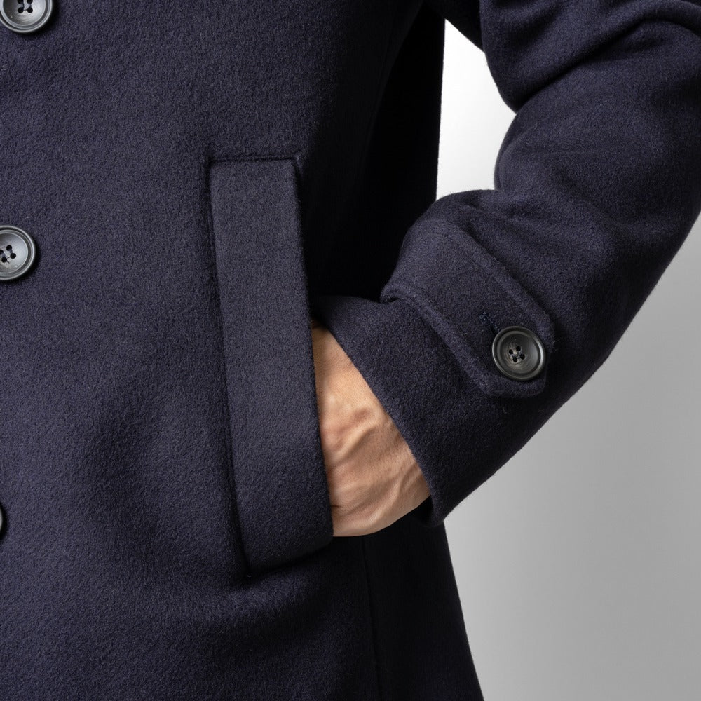アレッサンドロジレス ALESSANDRO GILLES C701-3620 ピーコート Pコート ショート丈 ウール 24秋冬 ネイビー ブルー センターベンツ ビジネス カジュアル メンズ インポート イタリア