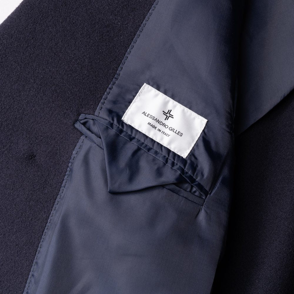 アレッサンドロジレス ALESSANDRO GILLES C701-3620 ピーコート Pコート ショート丈 ウール 24秋冬 ネイビー ブルー センターベンツ ビジネス カジュアル メンズ インポート イタリア