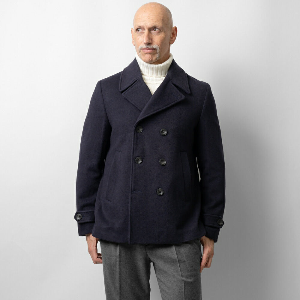 アレッサンドロジレス ALESSANDRO GILLES C701-3620 ピーコート Pコート ショート丈 ウール 24秋冬 ネイビー ブルー センターベンツ ビジネス カジュアル メンズ インポート イタリア
