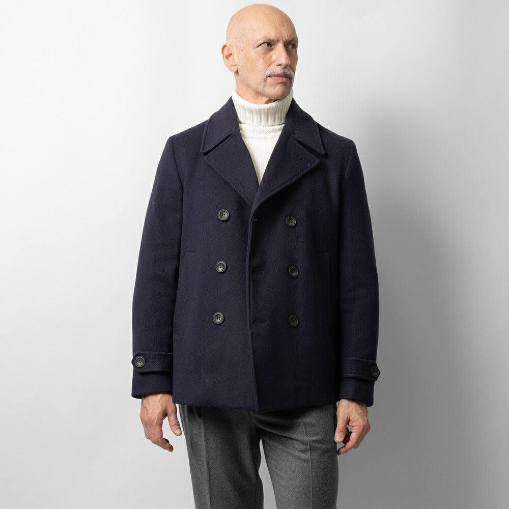 アレッサンドロジレス ALESSANDRO GILLES C701-3620 ピーコート Pコート ショート丈 ウール 24秋冬 ネイビー ブルー センターベンツ ビジネス カジュアル メンズ インポート イタリア