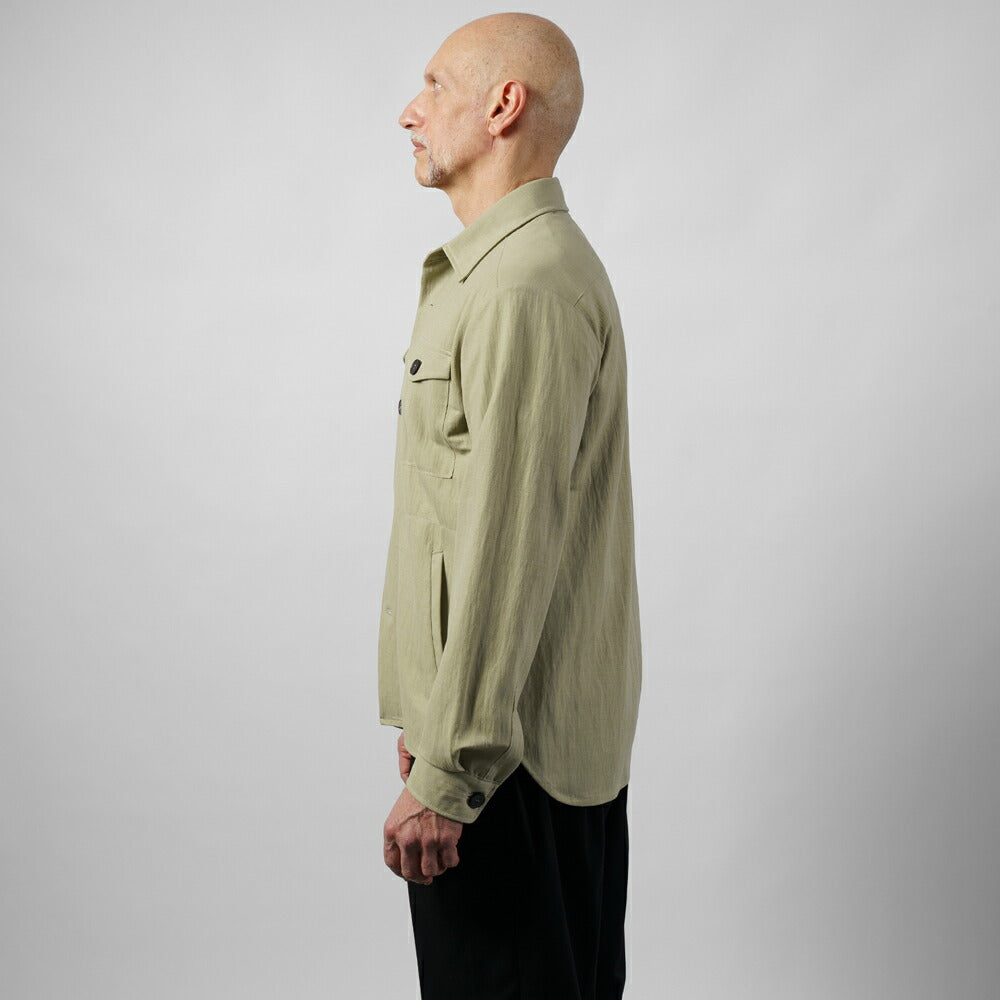 ハリスワーフロンドン HARRIS WHARF LONDON C9320PYF シャツジャケット シャツアウター 25春夏 ネイビー セージグリーン レーヨン  カジュアル モード シンプル メンズ シャツ ライトアウター ストレッチ インポート イタリア イギリス